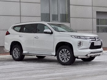 27 999 р. Защита переднего бампера SLITKOFF (Ø63 мм с уголками, нержавейка)  Mitsubishi Pajero Sport  QF (2019-2022) рестайлинг  с доставкой в г. Йошкар-Ола. Увеличить фотографию 3