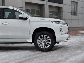 22 699 р. Защита переднего бампера (2 трубы Ø63 и 42 мм, нержавейка) SLITKOFF  Mitsubishi Pajero Sport  QF (2019-2022) рестайлинг  с доставкой в г. Йошкар-Ола. Увеличить фотографию 4