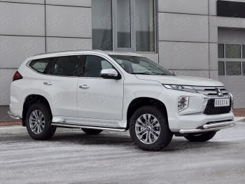 22 699 р. Защита переднего бампера (2 трубы Ø63 и 42 мм, нержавейка) SLITKOFF  Mitsubishi Pajero Sport  QF (2019-2022) рестайлинг  с доставкой в г. Йошкар-Ола. Увеличить фотографию 3