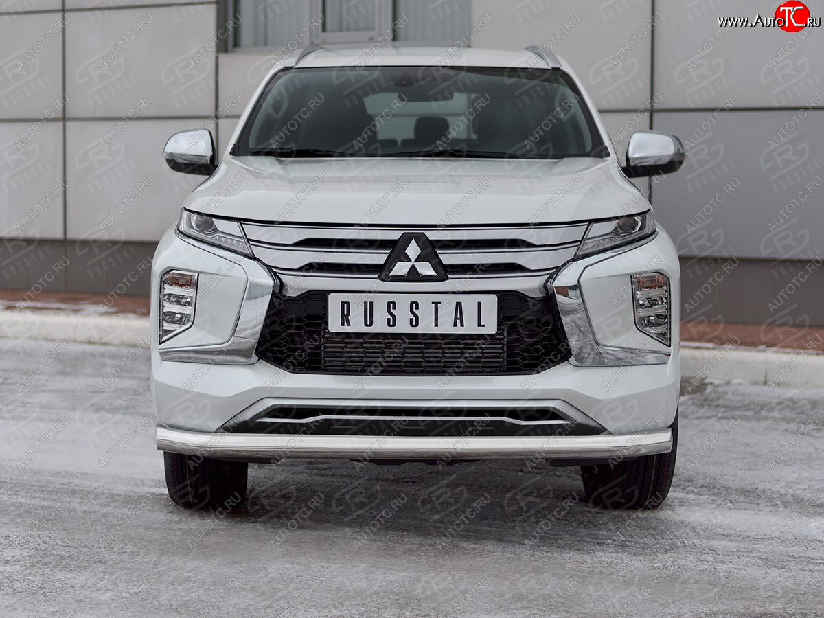 18 999 р. Защита переднего бампера (Ø76 мм, нержавейка) SLITKOFF  Mitsubishi Pajero Sport  QF (2019-2022) рестайлинг  с доставкой в г. Йошкар-Ола