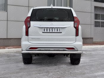 17 499 р. Защита заднего бампера SLITKOFF (Ø63 мм секции, нержавейка)  Mitsubishi Pajero Sport  QF (2019-2022) рестайлинг  с доставкой в г. Йошкар-Ола. Увеличить фотографию 2