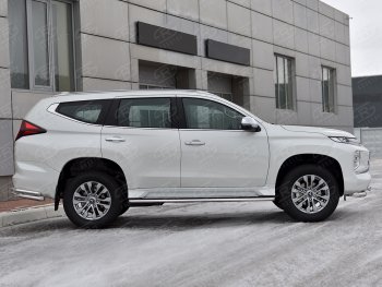 16 999 р. Защита порогов на SLITKOFF (Ø42 мм) Mitsubishi Pajero Sport QF рестайлинг (2019-2022) (полированная нержавейка)  с доставкой в г. Йошкар-Ола. Увеличить фотографию 3