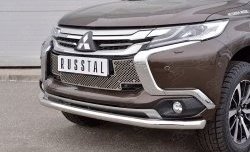 3 749 р. Защитная решётка в воздуховод бампера Berkut (нержавейка) Mitsubishi Pajero Sport QE дорестайлинг (2015-2021)  с доставкой в г. Йошкар-Ола. Увеличить фотографию 2