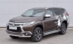 16 849 р. Защита переднего бампера (Ø63 мм, нержавейка) SLITKOFF  Mitsubishi Pajero Sport  QE (2015-2021) дорестайлинг  с доставкой в г. Йошкар-Ола. Увеличить фотографию 2