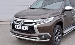 16 849 р. Защита переднего бампера (Ø63 мм, нержавейка) SLITKOFF  Mitsubishi Pajero Sport  QE (2015-2021) дорестайлинг  с доставкой в г. Йошкар-Ола. Увеличить фотографию 3