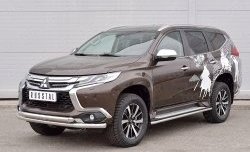 18 449 р. Защита переднего бампера (2 трубыØ63 мм, нержавейка) SLITKOFF  Mitsubishi Pajero Sport  QE (2015-2021) дорестайлинг  с доставкой в г. Йошкар-Ола. Увеличить фотографию 2