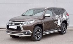 17 549 р. Защита переднего бампера (Ø76 мм, нержавейка) SLITKOFF  Mitsubishi Pajero Sport  QE (2015-2021) дорестайлинг  с доставкой в г. Йошкар-Ола. Увеличить фотографию 2