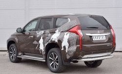 24 999 р. Защита заднего бампера (Ø63 мм, нержавейка) SLITKOFF Mitsubishi Pajero Sport QE дорестайлинг (2015-2021) (лист - алюминий, профиль - нержавейка)  с доставкой в г. Йошкар-Ола. Увеличить фотографию 2