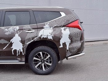 24 999 р. Защита заднего бампера (Ø63 мм, нержавейка) SLITKOFF  Mitsubishi Pajero Sport  QE (2015-2021) дорестайлинг (лист - нержавейка, профиль - нержавейка)  с доставкой в г. Йошкар-Ола. Увеличить фотографию 2