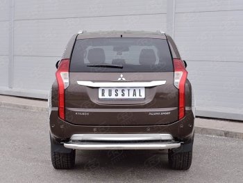 24 999 р. Защита заднего бампера (Ø63 мм, нержавейка) SLITKOFF  Mitsubishi Pajero Sport  QE (2015-2021) дорестайлинг (лист - нержавейка, профиль - нержавейка)  с доставкой в г. Йошкар-Ола. Увеличить фотографию 3