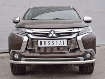 4 299 р. Сетка нижнего воздухозаборника (нержавеющая сталь) Russtal Mitsubishi Pajero Sport QE дорестайлинг (2015-2021)  с доставкой в г. Йошкар-Ола. Увеличить фотографию 1