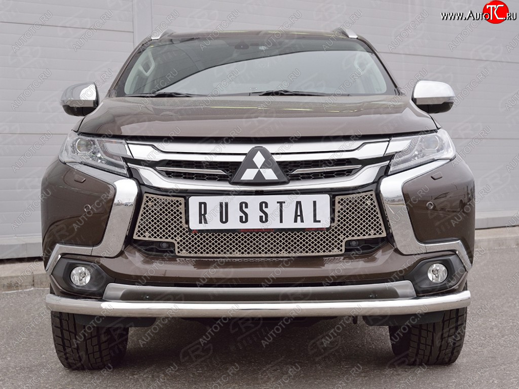 4 299 р. Сетка нижнего воздухозаборника (нержавеющая сталь) Russtal Mitsubishi Pajero Sport QE дорестайлинг (2015-2021)  с доставкой в г. Йошкар-Ола