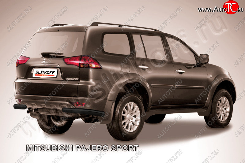 4 999 р. Защита заднего бампера (уголки, сталь окрашенная, Ø57 мм)  Mitsubishi Pajero Sport  PB (2008-2013) дорестайлинг (Цвет: серебристый)  с доставкой в г. Йошкар-Ола