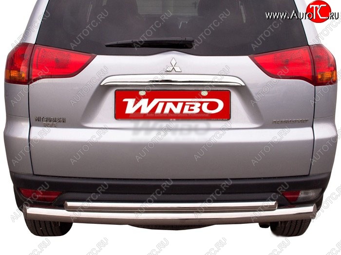 13 249 р. Защита заднего бампера WINBO (Ø76 и 42 мм, нержавейка)  Mitsubishi Pajero Sport  PB (2008-2013) дорестайлинг  с доставкой в г. Йошкар-Ола