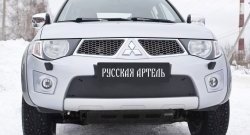 1 159 р. Зимняя заглушка решетки переднего бампера РА Mitsubishi Pajero Sport PB дорестайлинг (2008-2013)  с доставкой в г. Йошкар-Ола. Увеличить фотографию 2