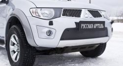 1 159 р. Зимняя заглушка решетки переднего бампера РА Mitsubishi Pajero Sport PB дорестайлинг (2008-2013)  с доставкой в г. Йошкар-Ола. Увеличить фотографию 3