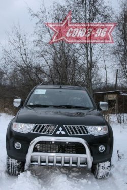 18 314 р. Защита переднего бампера Souz-96 (d76) Mitsubishi Pajero Sport PB дорестайлинг (2008-2013)  с доставкой в г. Йошкар-Ола. Увеличить фотографию 2