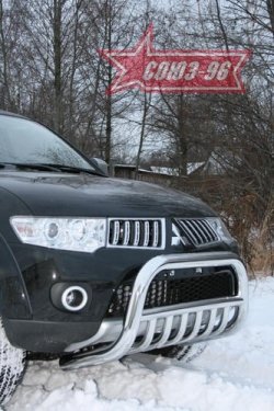 Защита переднего бампера Souz-96 (d76) Mitsubishi Pajero Sport PB дорестайлинг (2008-2013)