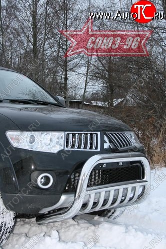 18 314 р. Защита переднего бампера Souz-96 (d76) Mitsubishi Pajero Sport PB дорестайлинг (2008-2013)  с доставкой в г. Йошкар-Ола