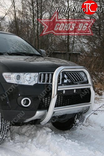 16 739 р. Защита переднего бампера Souz-96 (d76) Mitsubishi Pajero Sport PB дорестайлинг (2008-2013)  с доставкой в г. Йошкар-Ола