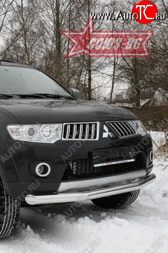 11 564 р. Защита переднего бампера одинарная Souz-96 (d76) Mitsubishi Pajero Sport PB дорестайлинг (2008-2013)  с доставкой в г. Йошкар-Ола