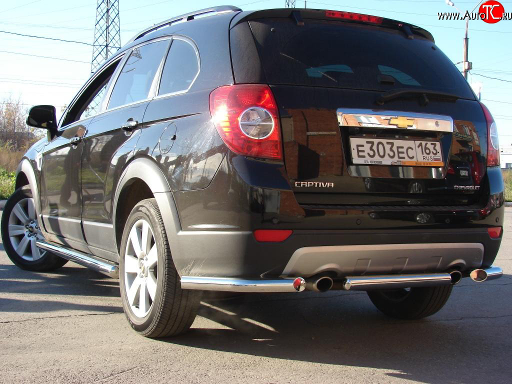 8 599 р. Защита заднего бампера из труб d63.5 Metall-design Chevrolet Captiva  дорестайлинг (2006-2011) (Комплект)  с доставкой в г. Йошкар-Ола