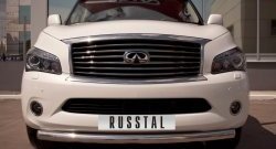 14 699 р. Одинарная защита переднего бампера SLITKOFF диаметром 76 мм  INFINITI QX56  Z62 (2010-2013)  с доставкой в г. Йошкар-Ола. Увеличить фотографию 2