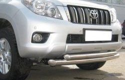 24 899 р. Защита переднего бампера (2 трубыØ76 и 63 мм, нержавейка) SLITKOFF Toyota Land Cruiser Prado J150 дорестайлинг (2009-2013)  с доставкой в г. Йошкар-Ола. Увеличить фотографию 2