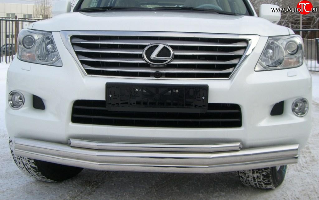 29 749 р. Тройная защита переднего бампера SLITKOFF 70 мм  Lexus LX570  J200 (2007-2012) дорестайлинг  с доставкой в г. Йошкар-Ола