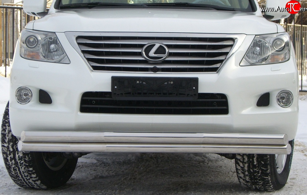 26 849 р. Защита переднего бампера (2 трубыØ70 мм, нержавейка) SLITKOFF Lexus LX570 J200 дорестайлинг (2007-2012)  с доставкой в г. Йошкар-Ола