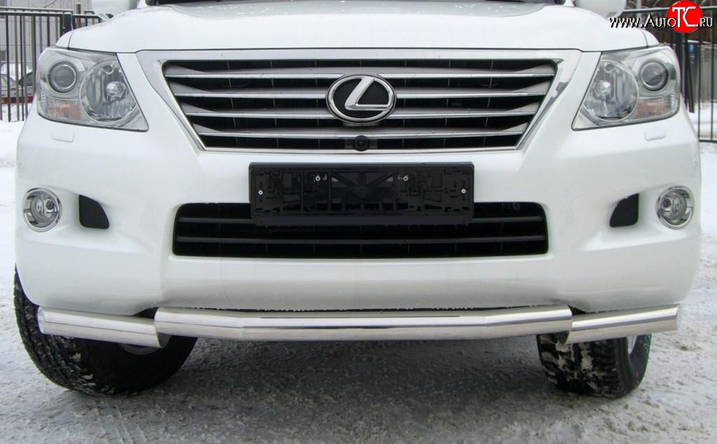 21 349 р. Защита переднего бампера (Ø70 мм ступень, нержавейка) SLITKOFF Lexus LX570 J200 дорестайлинг (2007-2012)  с доставкой в г. Йошкар-Ола