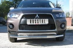 Одинарная защита переднего бампера SLITKOFF диаметром 76 мм Mitsubishi (Митсубиси) Outlander (Аутлэндэр)  XL (2010-2013) XL (CW)  рестайлинг