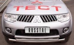 23 799 р. Защита переднего бампера (2 трубыØ76 и 63 мм, нержавейка) SLITKOFF Mitsubishi Pajero Sport PB дорестайлинг (2008-2013)  с доставкой в г. Йошкар-Ола. Увеличить фотографию 2