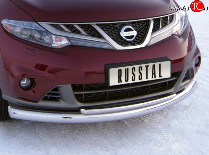 21 549 р. Защита переднего бампера (2 трубыØ76 и 42 мм, нержавейка) SLITKOFF Nissan Murano 2 Z51 рестайлинг (2010-2016)  с доставкой в г. Йошкар-Ола