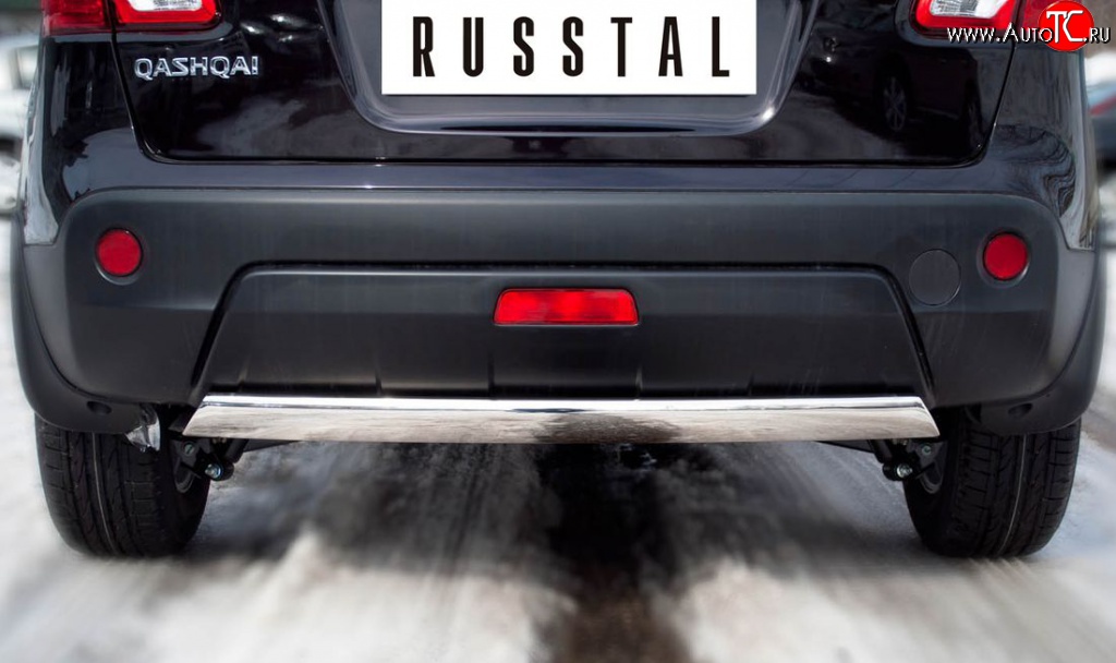 14 999 р. Защита заднего бампера (Ø75х42 мм, нержавейка) Russtal Nissan Qashqai 1 J10 рестайлинг (2010-2013)  с доставкой в г. Йошкар-Ола