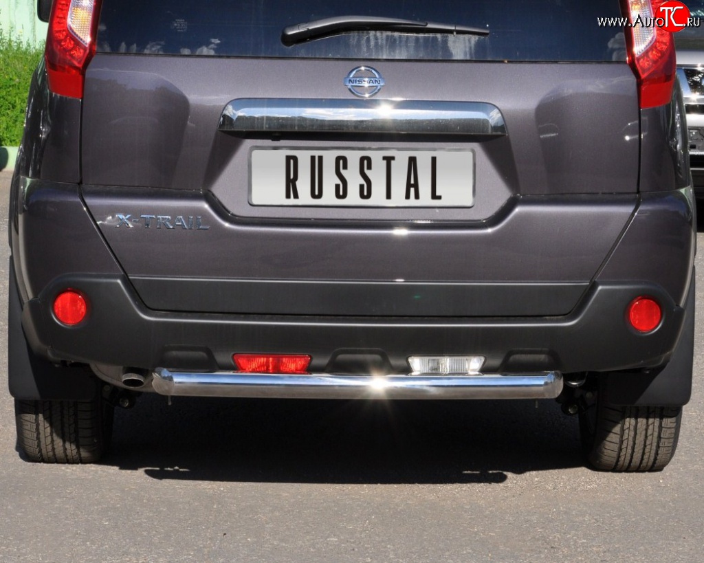 8 799 р. Защита заднего бампера (Ø76 мм, нержавейка) Russtal Nissan X-trail 2 T31 рестайлинг (2010-2015)  с доставкой в г. Йошкар-Ола