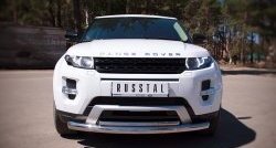 Защита переднего бампера (2 трубыØ76 и 42 мм, нержавейка) SLITKOFF Land Rover Range Rover Evoque 1 L538 дорестайлинг 5 дв. (2011-2015)