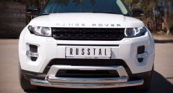 Защита переднего бампера (2 трубыØ76 и 42 мм, нержавейка) SLITKOFF Land Rover Range Rover Evoque 1 L538 дорестайлинг 5 дв. (2011-2015)