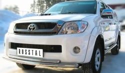 16 949 р. Защита переднего бампера (2 трубыØ63 и 42 мм, нержавейка) SLITKOFF  Toyota Hilux  AN10,AN20 (2008-2011) 1-ый рестайлинг  с доставкой в г. Йошкар-Ола. Увеличить фотографию 2