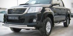 22 399 р. Защита переднего бампера (2 трубыØ76 и 42 мм, нержавейка) SLITKOFF Toyota Hilux AN20,AN30  2-ой рестайлинг (2011-2016)  с доставкой в г. Йошкар-Ола. Увеличить фотографию 2