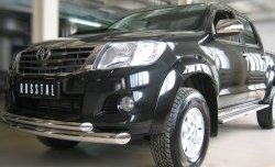 20 399 р. Защита переднего бампера (2 трубыØ76 и 63 мм, нержавейка) SLITKOFF  Toyota Hilux  AN20,AN30 (2011-2016)  2-ой рестайлинг  с доставкой в г. Йошкар-Ола. Увеличить фотографию 2