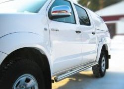 11 399 р. Защита порогов Russtal из круглой трубы диаметром 76 мм Toyota Hilux AN20,AN30  2-ой рестайлинг (2011-2016) (Защита порогов с со скосами на торцах (вариант 1))  с доставкой в г. Йошкар-Ола. Увеличить фотографию 3