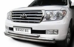 39 899 р. Тройная защита переднего бампера SLITKOFF из труб диаметром по 63 мм  Toyota Land Cruiser  200 (2007-2012) дорестайлинг  с доставкой в г. Йошкар-Ола. Увеличить фотографию 2