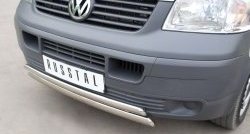 22 299 р. Защита переднего бампера (2 трубыØ75х42 мм, нержавейка) Russtal Volkswagen Transporter T5 дорестайлинг (2003-2009)  с доставкой в г. Йошкар-Ола. Увеличить фотографию 3