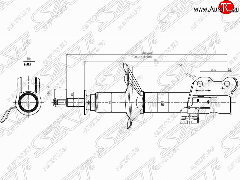 4 199 р. Правый амортизатор передний SAT  Nissan 100NX (1990-1996)  с доставкой в г. Йошкар-Ола