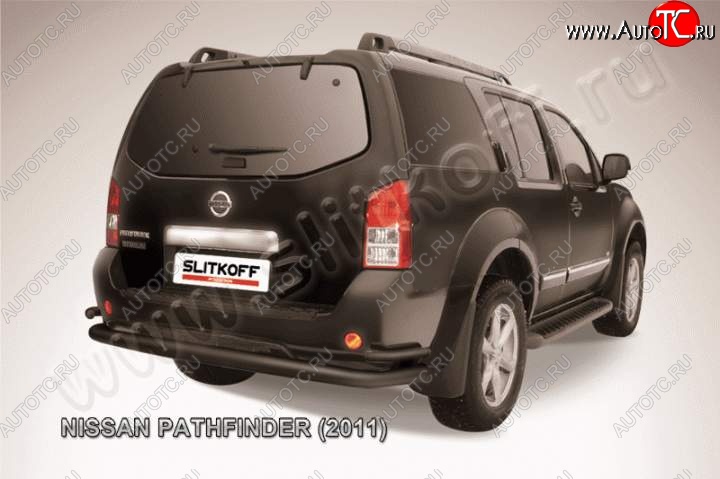 11 299 р. Защита задняя Slitkoff  Nissan Pathfinder  R51 (2009-2014) рестайлинг (Цвет: серебристый)  с доставкой в г. Йошкар-Ола