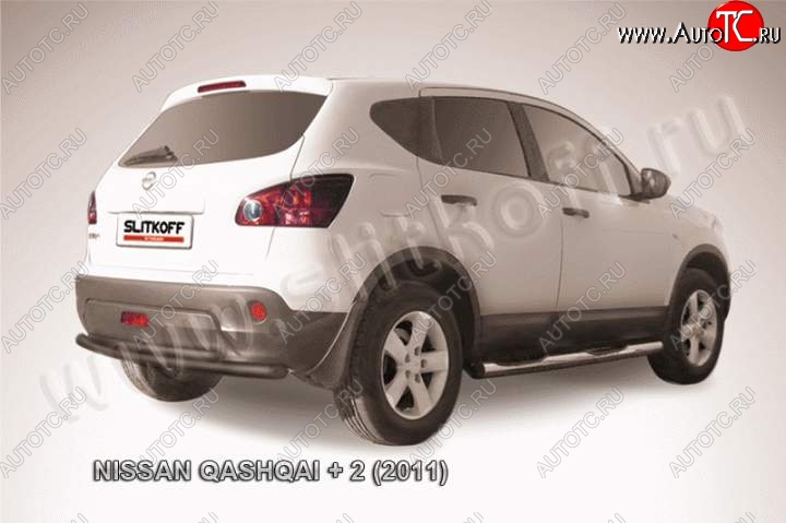 8 949 р. Защита задняя Slitkoff  Nissan Qashqai +2  1 (2010-2014) J10 рестайлинг (Цвет: серебристый)  с доставкой в г. Йошкар-Ола