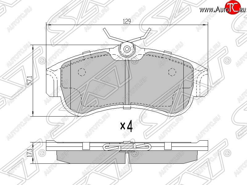 1 329 р. Колодки тормозные SAT (передние) Nissan Bluebird Sylphy седан G10 дорестайлинг (2000-2003)  с доставкой в г. Йошкар-Ола