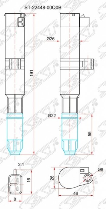 Катушка зажигания SAT Nissan (Нисан) Almera (Альмера)  G15 (2012-2019) G15 седан