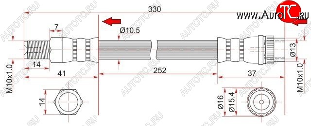 399 р. Тормозной шланг SAT (передний) Nissan Almera G15 седан (2012-2019)  с доставкой в г. Йошкар-Ола